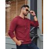 COOFANDY Mens Hooded Sweatshirt Casual Long Sleeve Drawstring Waffle Knit Hoodies Slim Fit Hoodies Pullover(Wine Red)