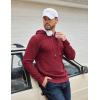 COOFANDY Mens Hooded Sweatshirt Casual Long Sleeve Drawstring Waffle Knit Hoodies Slim Fit Hoodies Pullover(Wine Red)