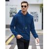 COOFANDY Mens Hooded Sweatshirt Casual Long Sleeve Drawstring Waffle Knit Pullover Hoodies(Dark Blue)