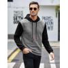 COOFANDY Mens Hooded Sweatshirt Casual Long Sleeve Drawstring Waffle Knit Pullover Hoodies(Pat 5(light Gray&black))