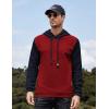COOFANDY Mens Hooded Sweatshirt Casual Long Sleeve Drawstring Waffle Knit Pullover Hoodies(Pat7(red&navy Blue))