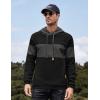 COOFANDY Mens Hooded Sweatshirt Casual Long Sleeve Drawstring Waffle Knit Pullover Hoodies(Pat8(black&light Gray))