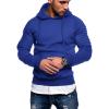 COOFANDY Mens Hooded Sweatshirt Casual Long Sleeve Drawstring Waffle Knit Pullover Hoodies(Royal Blue)