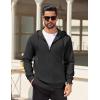 COOFANDY Mens Hooded Sweatshirt Zip Up Casual Knit Hoodies Fashion Drawstring Sweatshirts with Pockets(Black)