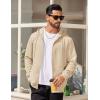 COOFANDY Mens Hooded Sweatshirt Zip Up Casual Knit Hoodies Fashion Drawstring Sweatshirts with Pockets(Khaki)