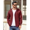 COOFANDY Mens Hooded Sweatshirt Zip Up Casual Knit Hoodies Fashion Drawstring Sweatshirts with Pockets(Wine Red)