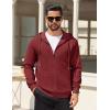 COOFANDY Mens Hooded Sweatshirt Zip Up Casual Knit Hoodies Fashion Drawstring Sweatshirts with Pockets(Wine Red)
