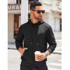 COOFANDY Men’s Hooded Sweatshirts Long Sleeve Casual Waffle Knit Pullover Hoodies with Kanga Pocket(Black)