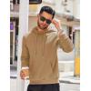 COOFANDY Men’s Hooded Sweatshirts Long Sleeve Casual Waffle Knit Pullover Hoodies with Kanga Pocket(Light Brown)