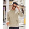 COOFANDY Mens Hoodie Long Sleeve Casual Pullover Hooded Sweatshirt Fashion Drawstring Hoodies with Pocket(Light Khaki)