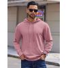 COOFANDY Mens Hoodie Long Sleeve Casual Pullover Hooded Sweatshirt Fashion Drawstring Hoodies with Pocket(Pink)