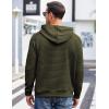 COOFANDY Mens Hoodies Pullover Casaul Long Sleeve Drawstring Waffle Knit Hooded Sweatshirt with Kanga Pocket(Army Green)