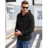 COOFANDY Mens Hoodies Pullover Casaul Long Sleeve Drawstring Waffle Knit Hooded Sweatshirt with Kanga Pocket(Black)