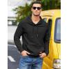 COOFANDY Mens Hoodies Pullover Casaul Long Sleeve Drawstring Waffle Knit Hooded Sweatshirt with Kanga Pocket(Black)