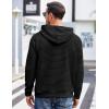 COOFANDY Mens Hoodies Pullover Casaul Long Sleeve Drawstring Waffle Knit Hooded Sweatshirt with Kanga Pocket(Black)
