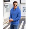 COOFANDY Mens Hoodies Pullover Casaul Long Sleeve Drawstring Waffle Knit Hooded Sweatshirt with Kanga Pocket(Blue One)