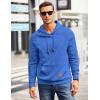 COOFANDY Mens Hoodies Pullover Casaul Long Sleeve Drawstring Waffle Knit Hooded Sweatshirt with Kanga Pocket(Blue One)