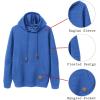 COOFANDY Mens Hoodies Pullover Casaul Long Sleeve Drawstring Waffle Knit Hooded Sweatshirt with Kanga Pocket(Blue One)