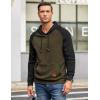 COOFANDY Mens Hoodies Pullover Casaul Long Sleeve Drawstring Waffle Knit Hooded Sweatshirt with Kanga Pocket(Green&black)