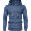 COOFANDY Mens Hoodies Pullover Casaul Long Sleeve Drawstring Waffle Knit Hooded Sweatshirt with Kanga Pocket(Grey Blue)