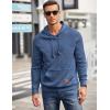 COOFANDY Mens Hoodies Pullover Casaul Long Sleeve Drawstring Waffle Knit Hooded Sweatshirt with Kanga Pocket(Grey Blue)