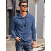 COOFANDY Mens Hoodies Pullover Casaul Long Sleeve Drawstring Waffle Knit Hooded Sweatshirt with Kanga Pocket(Grey Blue)