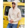 COOFANDY Mens Hoodies Pullover Casaul Long Sleeve Drawstring Waffle Knit Hooded Sweatshirt with Kanga Pocket(Light Khaki)