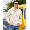 COOFANDY Mens Hoodies Pullover Casaul Long Sleeve Drawstring Waffle Knit Hooded Sweatshirt with Kanga Pocket(Light Khaki)
