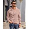 COOFANDY Mens Hoodies Pullover Casaul Long Sleeve Drawstring Waffle Knit Hooded Sweatshirt with Kanga Pocket(Light Pink)