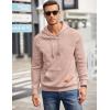 COOFANDY Mens Hoodies Pullover Casaul Long Sleeve Drawstring Waffle Knit Hooded Sweatshirt with Kanga Pocket(Light Pink)
