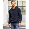 COOFANDY Mens Hoodies Pullover Casaul Long Sleeve Drawstring Waffle Knit Hooded Sweatshirt with Kanga Pocket(Navy Blue)