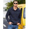 COOFANDY Mens Hoodies Pullover Casaul Long Sleeve Drawstring Waffle Knit Hooded Sweatshirt with Kanga Pocket(Navy Blue)