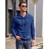 COOFANDY Mens Hoodies Pullover Casaul Long Sleeve Drawstring Waffle Knit Hooded Sweatshirt with Kanga Pocket(Royal Blue)