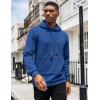 COOFANDY Mens Hoodies Sweatshirts Long Sleeve Fashion Waffle Knit Pullover Hoodie with Pocket(Blue)