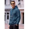 COOFANDY Mens Hoodies Sweatshirts Long Sleeve Fashion Waffle Knit Pullover Hoodie with Pocket(Deep Blue)