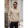 COOFANDY Mens Hoodies Sweatshirts Long Sleeve Fashion Waffle Knit Pullover Hoodie with Pocket(Khaki)
