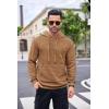 COOFANDY Mens Hoodies Sweatshirts Long Sleeve Fashion Waffle Knit Pullover Hoodie with Pocket(Light Coffee)