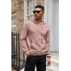 COOFANDY Mens Hoodies Sweatshirts Long Sleeve Fashion Waffle Knit Pullover Hoodie with Pocket(Pale Pink)