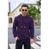 COOFANDY Mens Hoodies Sweatshirts Long Sleeve Fashion Waffle Knit Pullover Hoodie with Pocket(Violet)