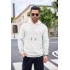 COOFANDY Mens Hoodies Sweatshirts Long Sleeve Fashion Waffle Knit Pullover Hoodie with Pocket(White)