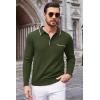 COOFANDY Mens Knit Polo Long Sleeve Collared Sweater Polo Business Casual Polos with Pocket(Army Green)