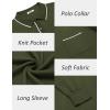 COOFANDY Mens Knit Polo Long Sleeve Collared Sweater Polo Business Casual Polos with Pocket(Army Green)