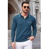COOFANDY Mens Knit Polo Long Sleeve Collared Sweater Polo Business Casual Polos with Pocket(Dark Blue)