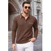 COOFANDY Mens Knit Polo Long Sleeve Collared Sweater Polo Business Casual Polos with Pocket(Dark Brown)