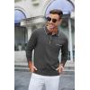 COOFANDY Mens Knit Polo Long Sleeve Collared Sweater Polo Business Casual Polos with Pocket(Dark Gray)