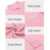 COOFANDY Mens Knit Polo Long Sleeve Collared Sweater Polo Business Casual Polos with Pocket(Dark Pink)