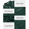 COOFANDY Mens Knit Polo Long Sleeve Collared Sweater Polo Business Casual Polos with Pocket(Green)