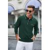 COOFANDY Mens Knit Polo Long Sleeve Collared Sweater Polo Business Casual Polos with Pocket(Green)