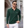 COOFANDY Mens Knit Polo Long Sleeve Collared Sweater Polo Business Casual Polos with Pocket(Green)