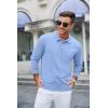 COOFANDY Mens Knit Polo Long Sleeve Collared Sweater Polo Business Casual Polos with Pocket(Light Blue)